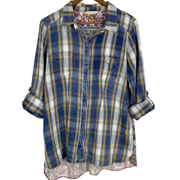 Soft Surroundings Blue and Yellow Plaid Tunic - Picture 3 of 16